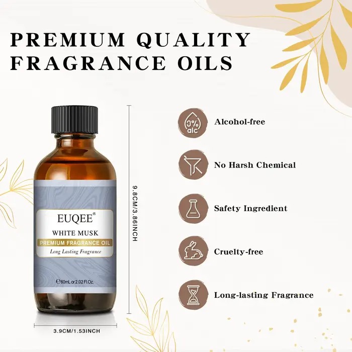EUQEE 60ml huile parfumée série fleur pour diffuseur d'aromathérapie musc blanc noix de coco vanille