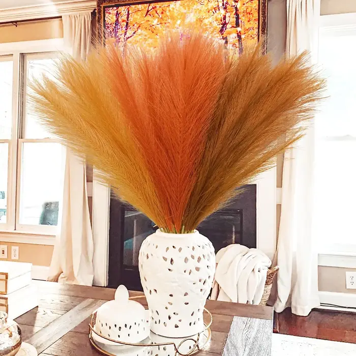 Faux herbe de Pampas artificielle Orange