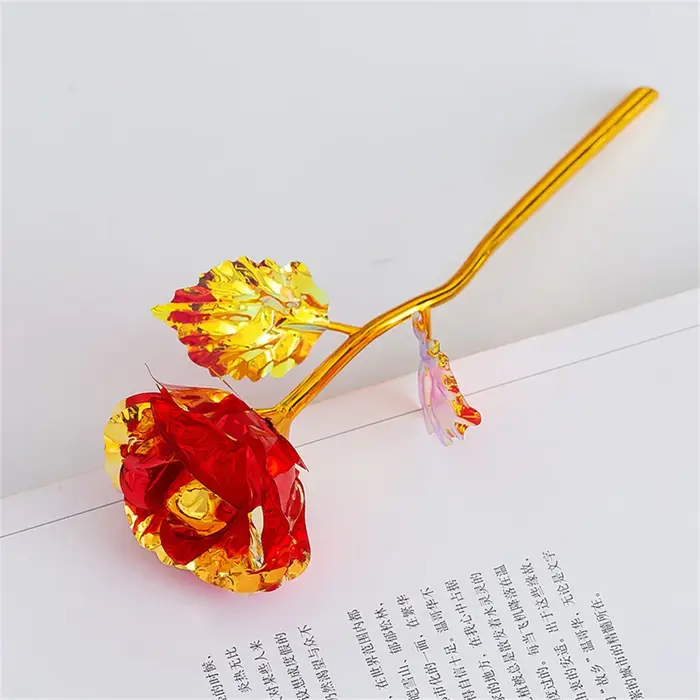 Rose dorée artificielle 18cm 24k