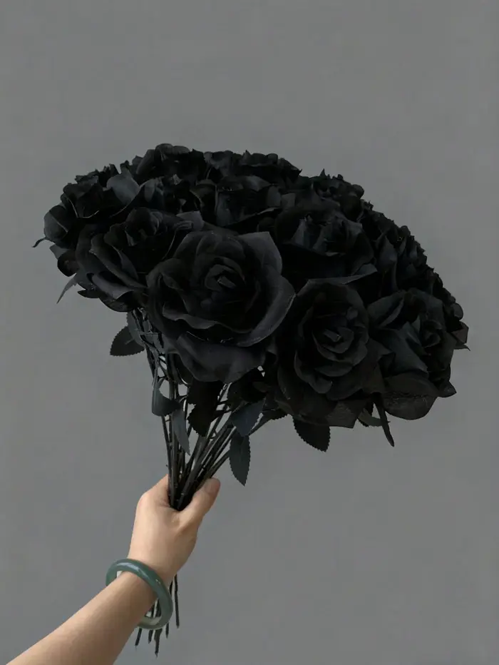 Uflower 48cm Rose en soie noire pure à longue tige