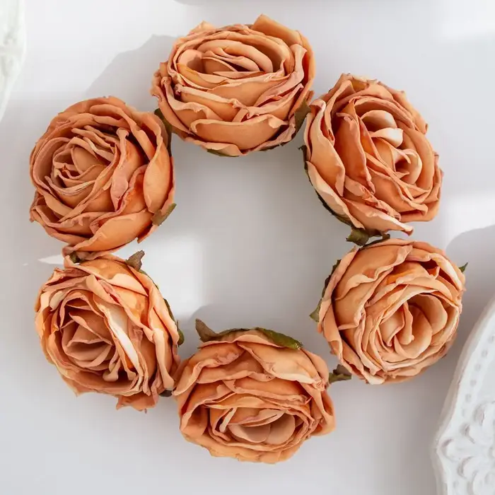 Fleur artificielle bord brûlé Rose mariage bouquet de mariée décor maison saint valentin extérieur j