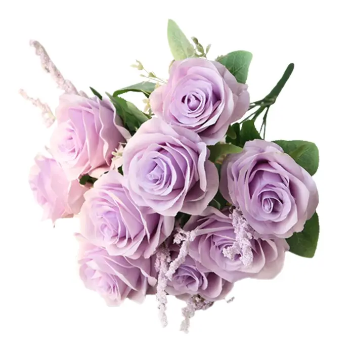Bouquet de roses en soie à 9 têtes
