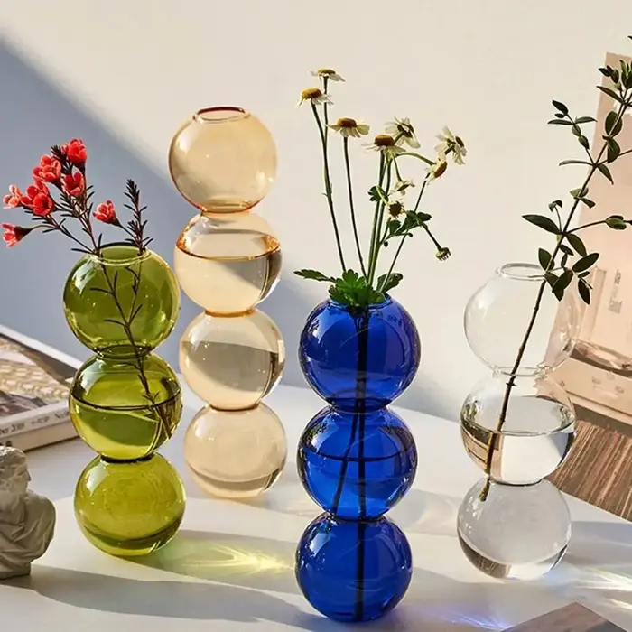 Vase à fleurs hydroponique en verre pour salle à manger