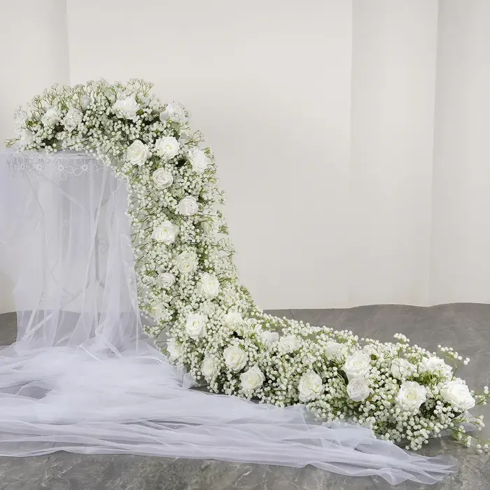 Rangée de fleurs artificielles bleues personnalisées Uflower