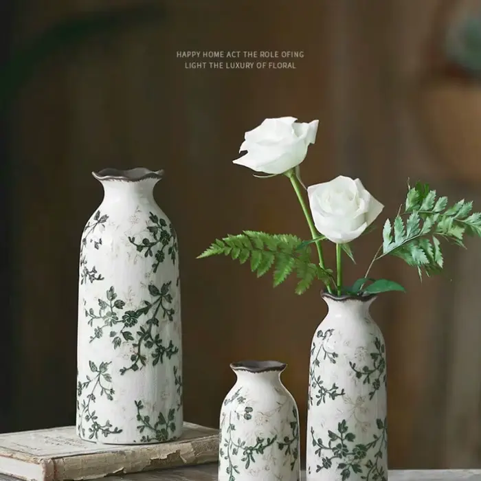 Vase à fleurs en céramique craquelé