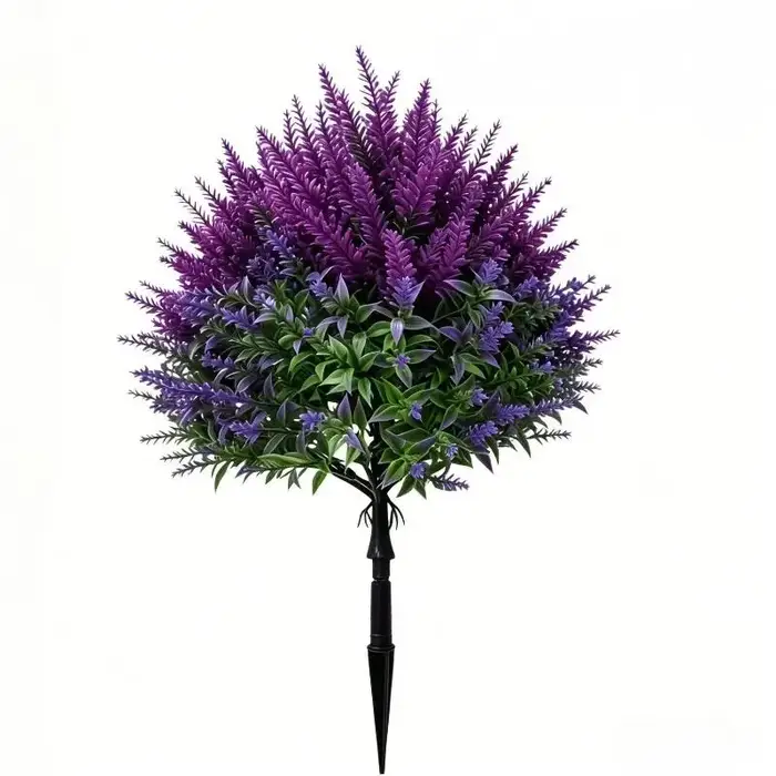 Plante artificielle en forme de lavande, fleur violette artificielle sur piquet pour jardin, cour, patio, pelouse, décoration extérieure