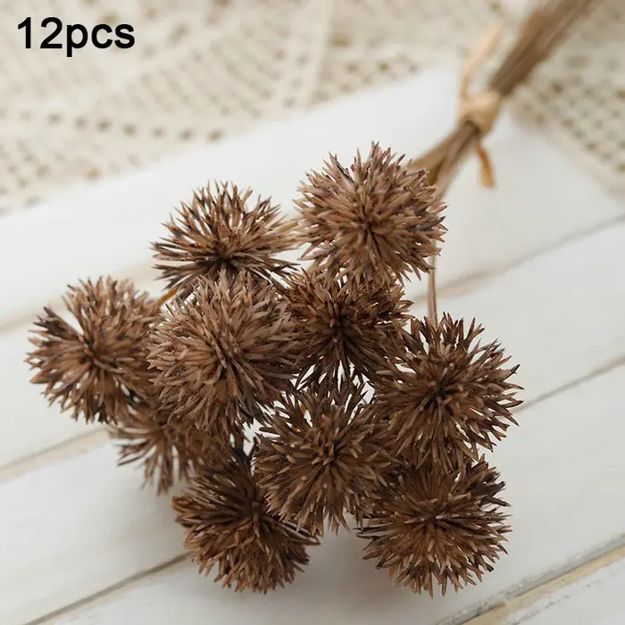Kiku fleur artificielle boule de épineux fleurs en plastique marron pompon Mums fausse plante bricolage maison salle de mariage rétro lavande décoration