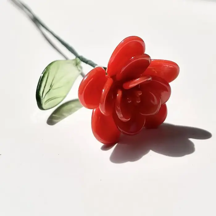 Bouquet en verre fait main, fleurs éternelles colorées et simples, style rétro français, décoration de maison, vase de bureau, cadeau spécial