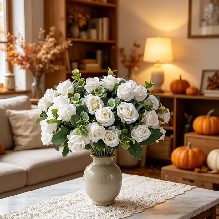 Fleurs artificielles, roses en soie