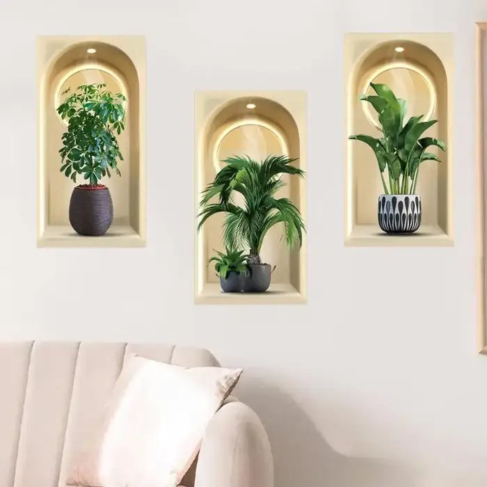 Autocollants muraux de plantes aquarelle 3D