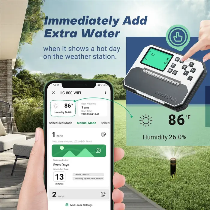 INKBIRD-Contrôleur d'arrosage intelligent Wi-Fi, contrôle à 8 zones, minuterie d'irrigation intérieu
