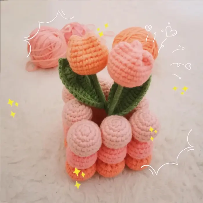 Kit de crochet Fleur de Tulipe pour débutants avec instructions