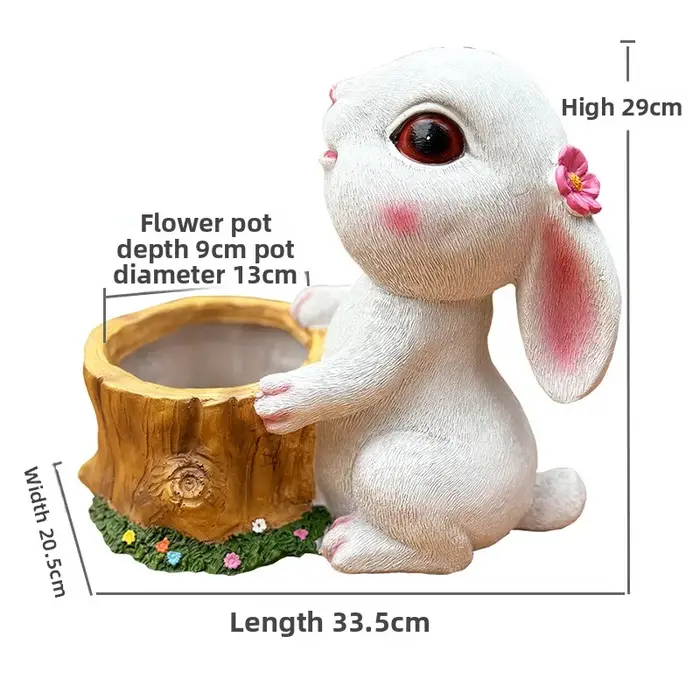 1 pièce Pot de fleurs lapin adorable en résine