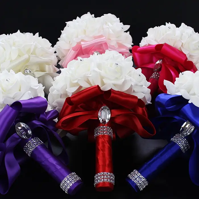 Bouquet de Fleurs Artificielles pour Patients et Demoiselles d'Honneur, Accessoires de Mariage, 12 Couleurs