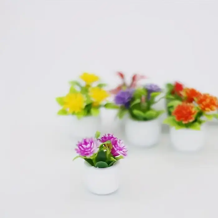 5 pièces Mini Pot de fleur décorations maisons de poupée fleurs artificielles vibrantes décor à la maison voiture