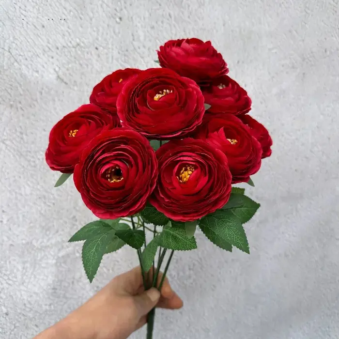 Bouquet de 9 fleurs artificielles de lys et pivoine pour mariage