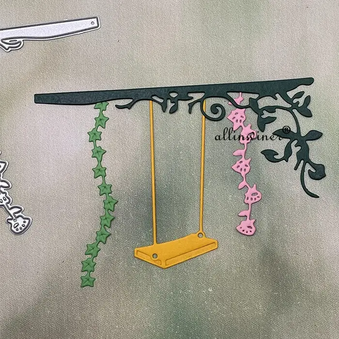Matrices de découpe en métal motif balançoire florale pour scrapbooking DIY