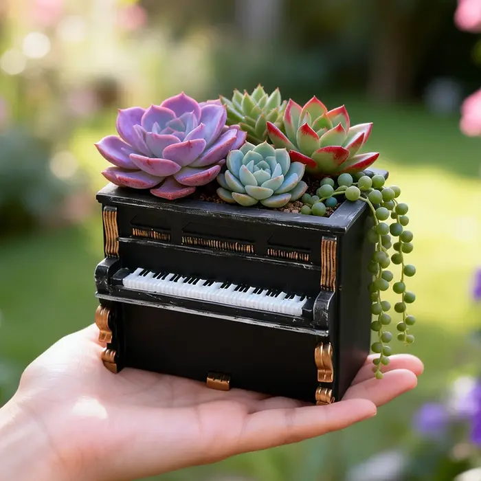 Mini pot de fleurs créatif en forme de piano