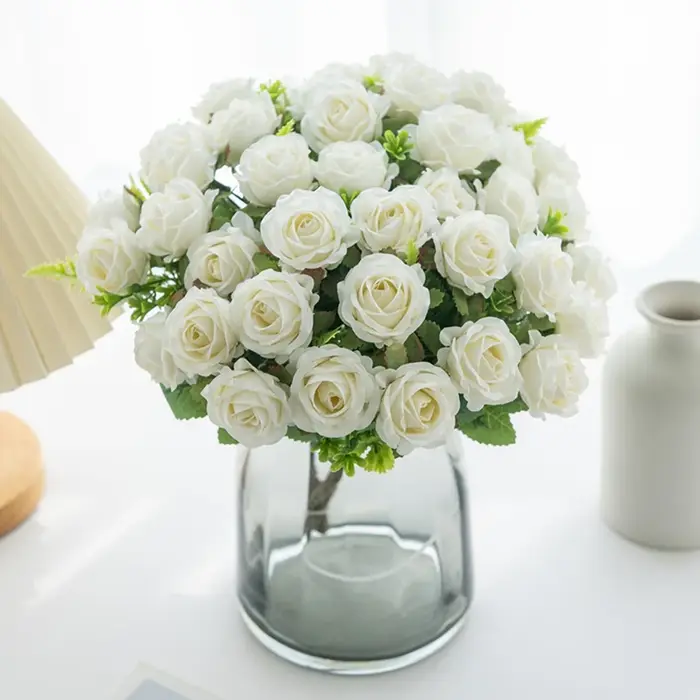 Fleurs artificielles Soie Rose Bricolage Mariage Bouque Nuptiale Jardin Roses Arche Maison Chambre Festival Décoration Couronnes Photographie Accessoires