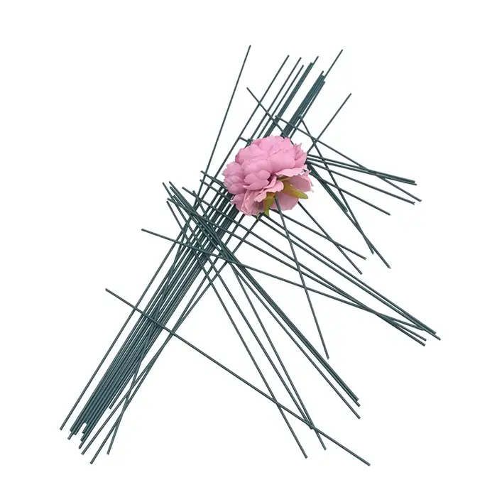 20 pièces 15/25/40cm tige de fleur verte artificielle bricolage matériel Floral fait à la main fil