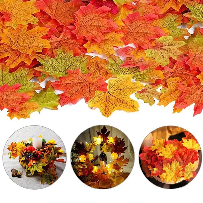 Simulation de feuille d'érable de 8cm, 100/200 pièces, aménagement du Site d'anniversaire de mariage, décoration de Festival de Thanksgiving, accessoires Photo, décoration de tapis