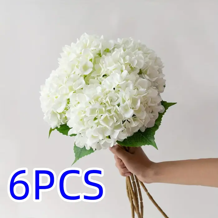 6 grandes fleurs d'hortensia artificielles, 18. Fleurs artificielles de 5 pouces, fleurs d'hortensia