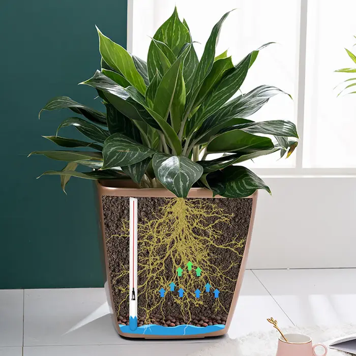 Jardinières à arrosage automatique Pots de fleurs d'intérieur avec indicateurs de niveau d'eau Pot de plante Pot de