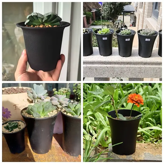 2/5/10 pièces Pot de fleur rond noir boîte de culture épaissie plantes vertes approfondies pot de pépinière de fleurs