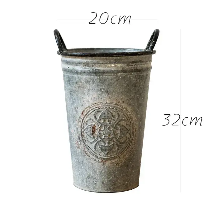 Vase à fleurs en peau de fer flocon de neige, tache de rouille rétro, décoration de magasin de fleur