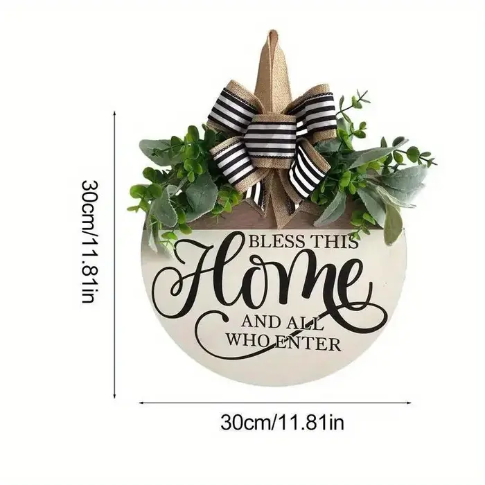 Couronne de fleurs ronde en bois, ornement suspendu de bienvenue pour porte d'entrée, décor d'extéri