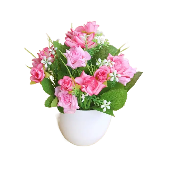 Mini rose artificielle en pot