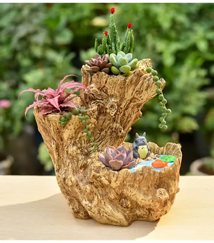 Pot de fleurs en résine pour plantes succulentes