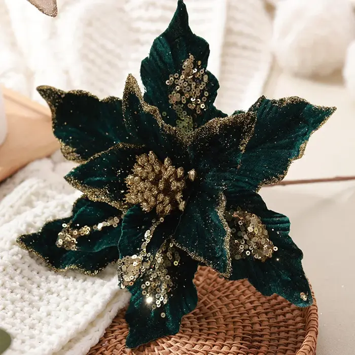 Fleur de poinsettia scintillante pour Noël