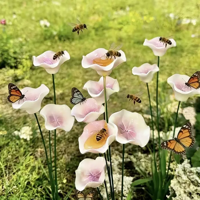 2 mangeoires à fleurs en céramique pour abeilles