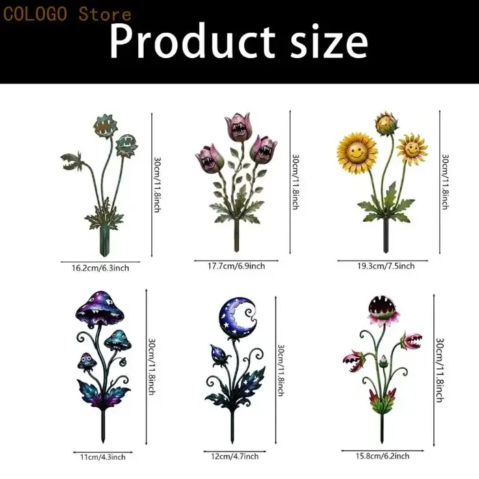 Piquet jardin en métal fantaisiste, pour Pots fleurs utilisation dans cour, décoration du D0LD