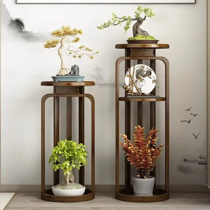 Support de fleurs en bambou de Style chinois Antique