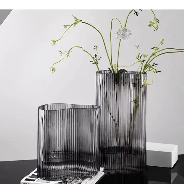 Vase en verre à Grain Vertical de grand diamètre
