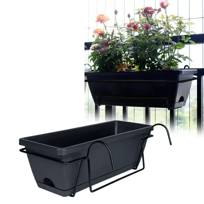 Jardinière de garde-corps de balcon, panier de plantes, jardinière de clôture avec support et platea