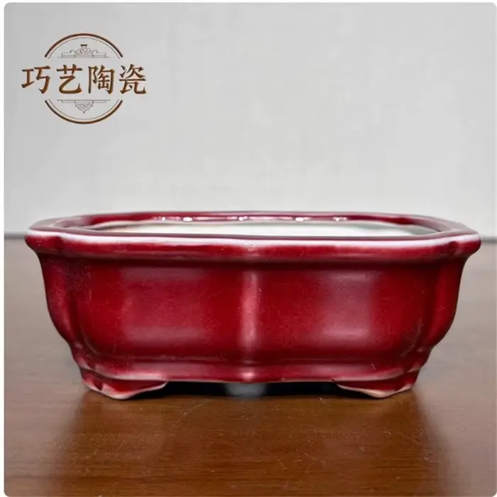 Pot de bonsaï coloré vitré en porcelaine