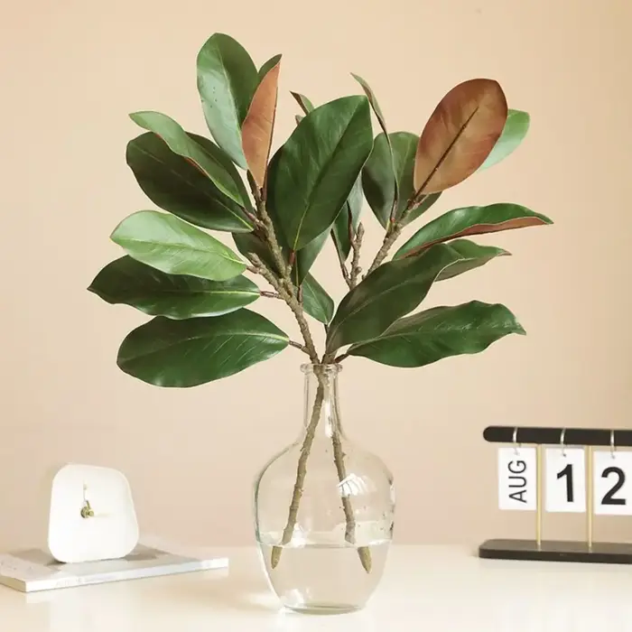 Branches de feuilles de magnolia artificielles de 57 cm, toucher réaliste, plante de magnolia artificielle, art floral, plantes vertes simulées faites à la main