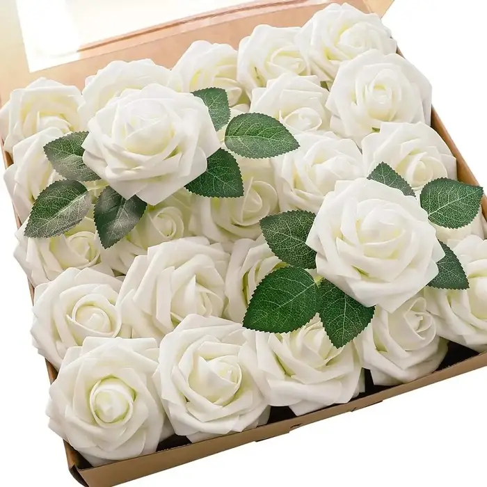 Fleurs artificielles, fausses fleurs Roses avec tige