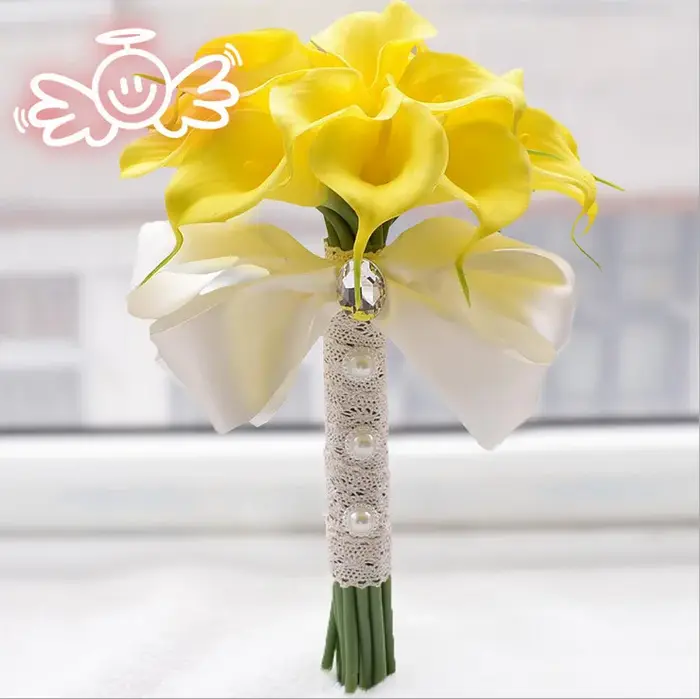 18 lys calla ronds pour bouquet de mariée, fleurs de mariage, accessoire de photographie, décoration