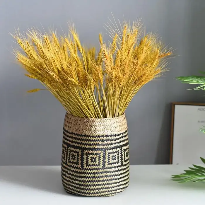 Mir à fleurs en paille tissé à la main, panier de rangement domestique, vase créatif, vase à fleurs séchées, conteneur de plantes vertes pour la décoration intérieure