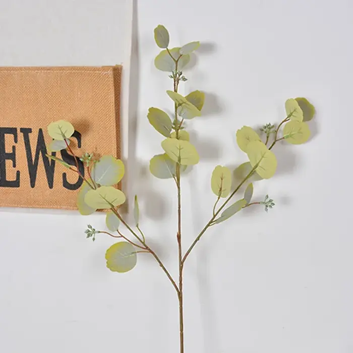 10 pièces de plantes artificielles en soie, feuilles de monnaie, décoration d'hôtel, avec fruits, fe