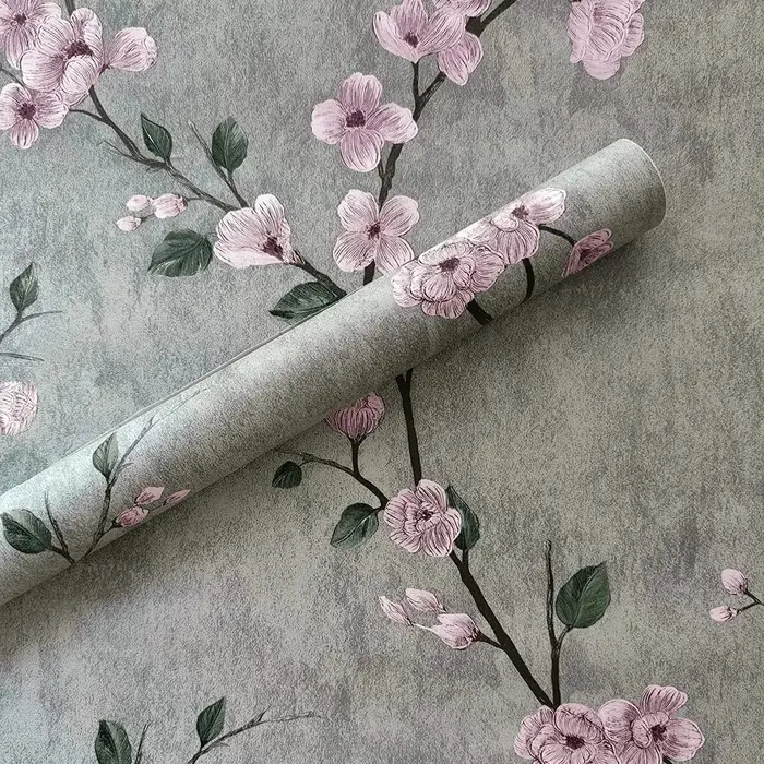 Autocollant mural floral gris, papiers peints à coller et à décoller, papier peint auto-adhésif à fleurs, papier contact amovible, décoratif pour meubles