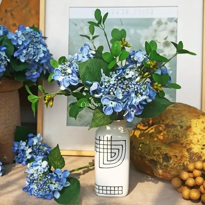 X90F Fleurs artificielles Silk Hortensea Bouquet Decor Wedding Home Party Flower Arrangement