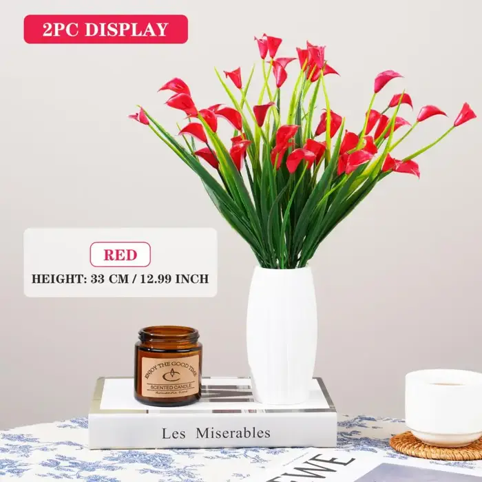 Uflower – Bouquet de lys Calla artificiel, 33CM, fausses fleurs pour décoration de chambre à coucher