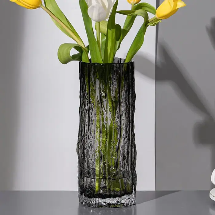 Vase en verre transparent pour décoration de table à manger