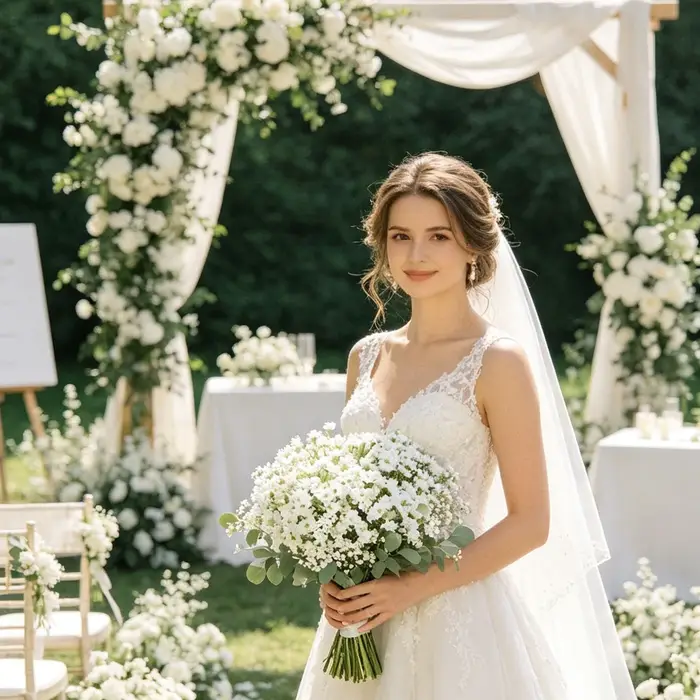 Fleurs Artificielles Gypsophile Couronne de Mariage Décoration Maison Table Extérieur Jardin Cour Bouquet de Mariée Multiples Idées Cadeaux DIY