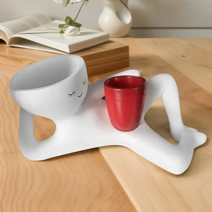 Pot de fleurs amusant en résine « Lazy Guy » avec trou de drainage, figurine unique allongée, pots à succulentes pour la décoration de la maison et du jardin